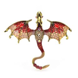 Red Dragon Pin/Pendant - Enamel and Rhinestones Red Dragon Pin/Pendant - Enamel and Rhinestones